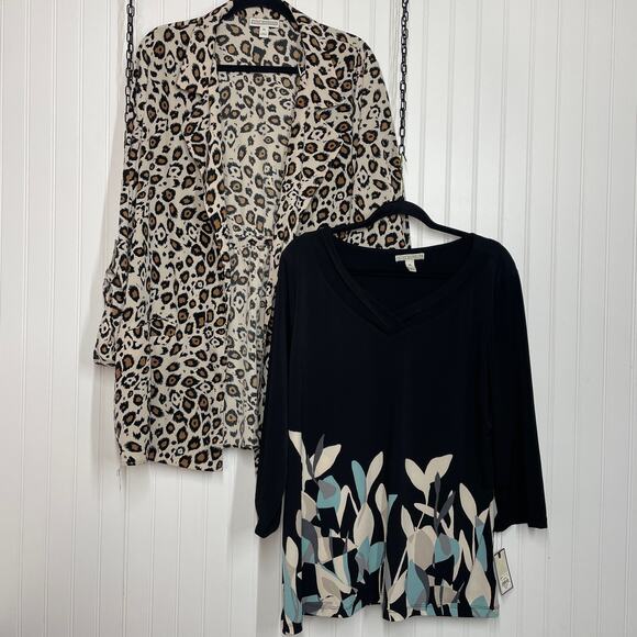 Dana Buchman Tops - NWT & NWOT Dana Buchman Animal Print Blazer & V-Neck Tee Bundle OF 2 Size XL